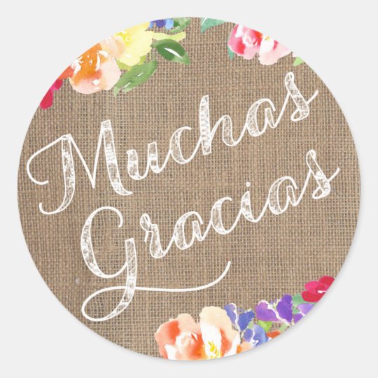 Spanish Thank You Small Stickers Muchas Gracias Zazzle Co Uk