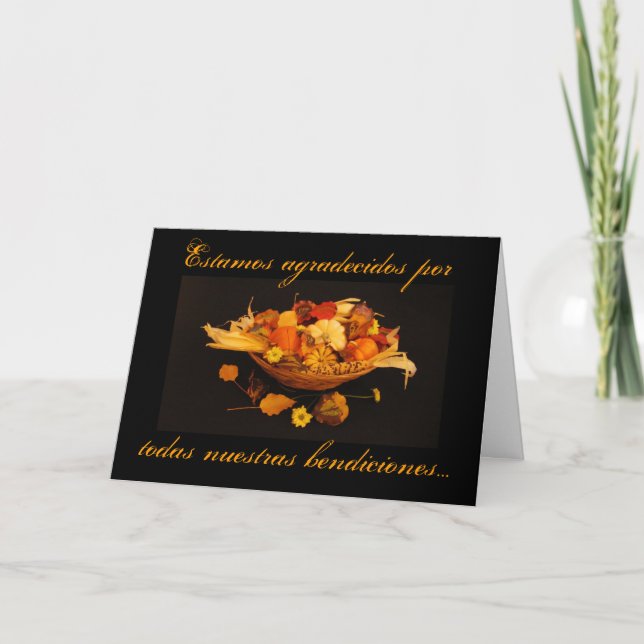 Spanish: Thanksgiving blessings 2 Holiday Card (Front)