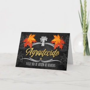Spanish Thanksgiving Grateful Blessings Chalkboard Holiday Card