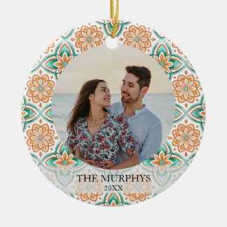 Spanish Tile Family Photo Christmas Ceramic Tree Decoration