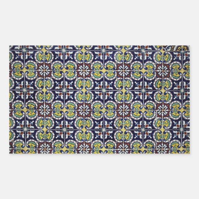 Spanish Tile in Mexico Rectangular Sticker (Front)