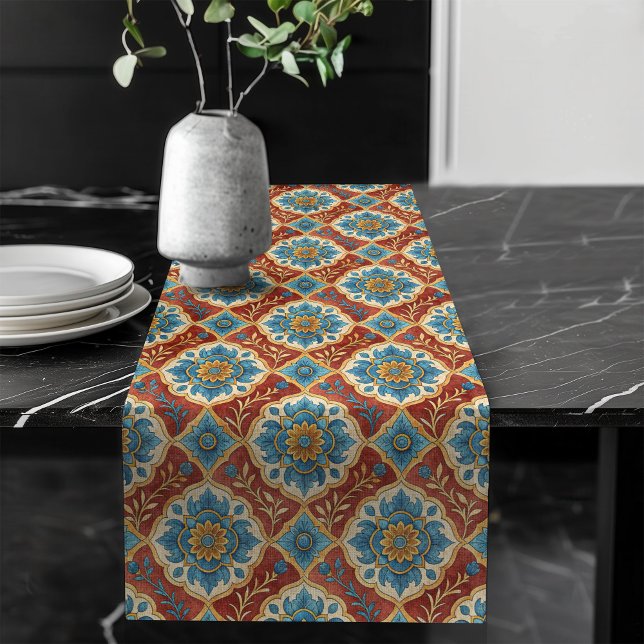 Spanish Tile Style Table Runner for Coastal Decor (Spanish Tile Style Table Runner for Coastal Decor)