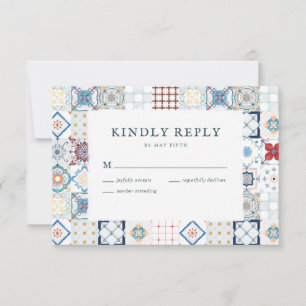 Spanish Tile Wedding RSVP Card