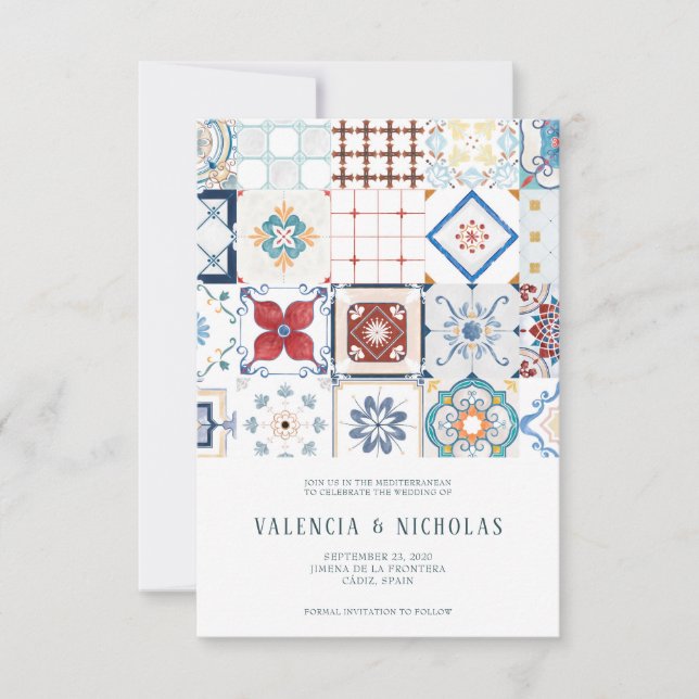 Spanish Tile Wedding Save the Date (Front)