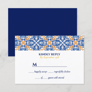 Spanish Tile Yellow Blue Mediterranean wedding Invitation