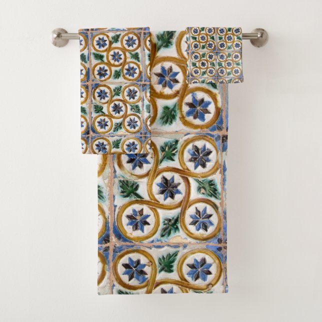 Spanish Tiles #2 #travel #pattern #wall #art  Bath Towel Set (Insitu)