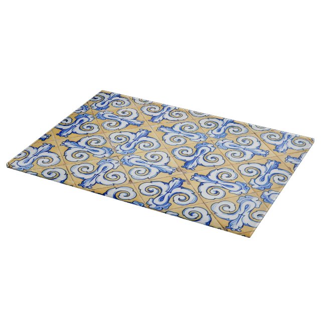 Spanish Tiles - Azulejo Blue, Yellow and White Cutting Board (Corner)