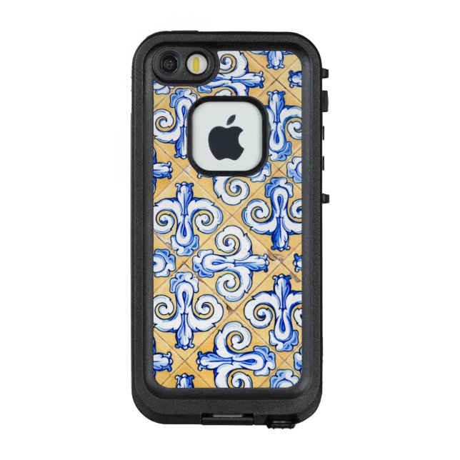 Spanish Tiles - Azulejo Blue, Yellow and White LifeProof iPhone Case (Back)
