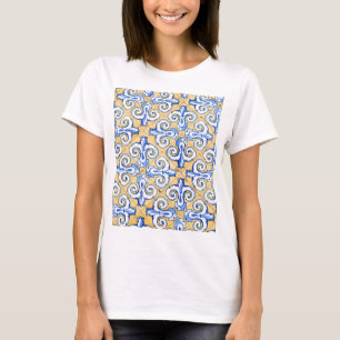 Spanish Tiles - Azulejo Blue, Yellow and White T-Shirt