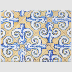 Spanish Tiles - Azulejo Blue, Yellow and White Tissue Paper