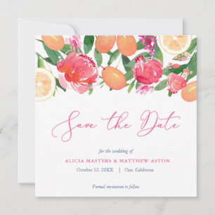 Spanish Tiles Vibrant Citrus Pink Orange Florals Save The Date