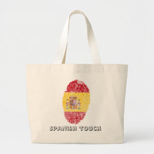 Spanish touch fingerprint flag large tote bag