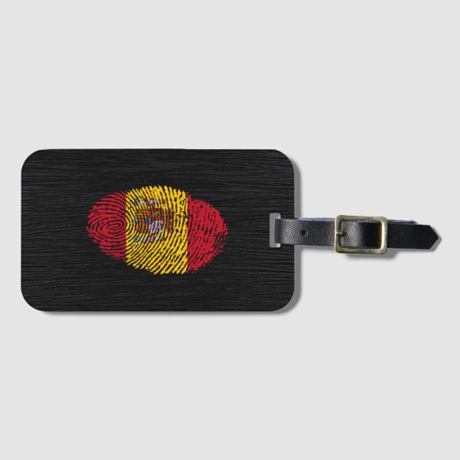 Spanish touch fingerprint flag luggage tag (Front Horizontal)