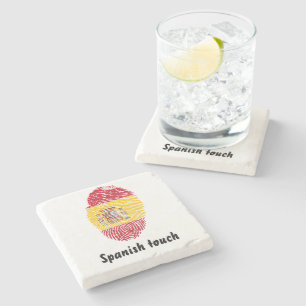 Spanish touch fingerprint flag stone coaster