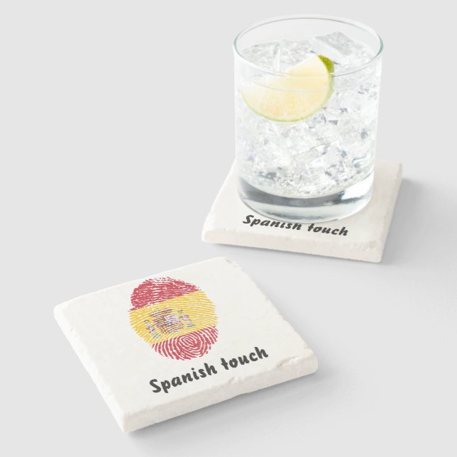 Spanish touch fingerprint flag stone coaster (Side)