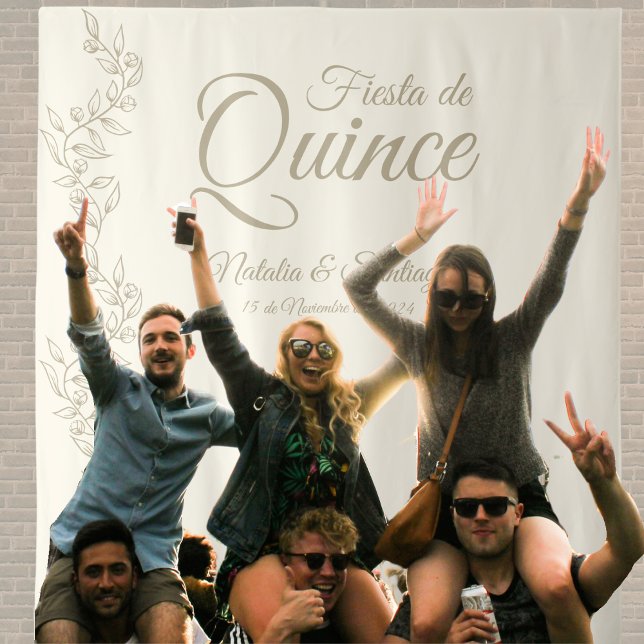 Spanish Twins Fiesta de Quince Champagne Botanical Tapestry (Creator Uploaded)