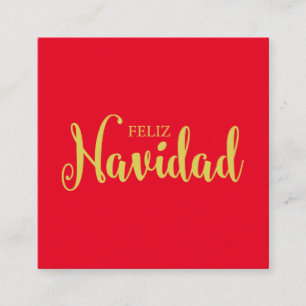 Spanish Typography Merry Christmas over Red Square Business Card