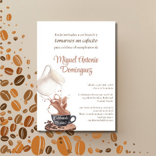 Spanish Unique Coffee Splash 75th Birthday Party Invitation