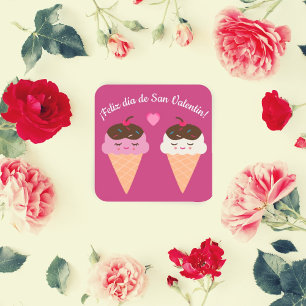 Spanish Valentine's Day Sticker with Ice Cream