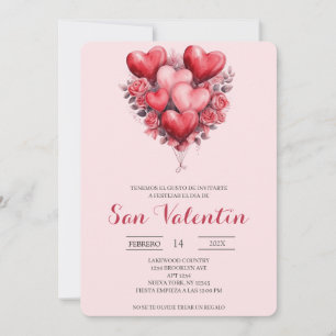 Spanish Valentines day with hearts Invitation