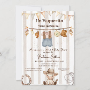 Spanish Vaquerito Cowboy Clothline Baby Shower Invitation