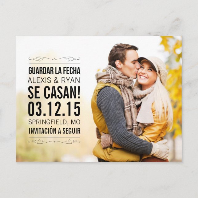 Spanish Vendimia elegante salva(ahorra) la tarjeta Invitation Postcard (Front)