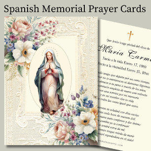 Spanish Virgin Mary Funeral Memorial Prayer  Card