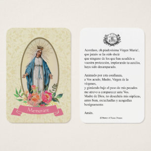 Spanish Virgin Mary Prayer Memorare Holy Card