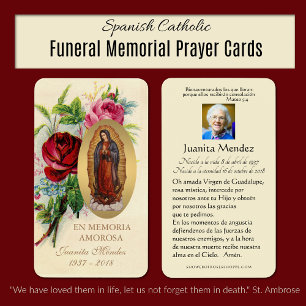Spanish Virgin Mary Roses Religious Prayer Card