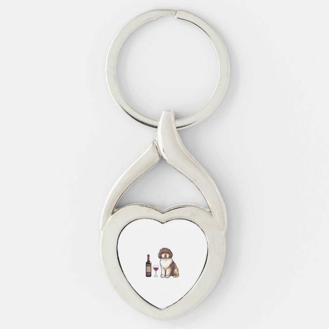 Spanish Water and wine Funny dog 1 Key Ring (Front)