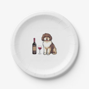 Spanish Water and wine Funny dog 1 Paper Plate