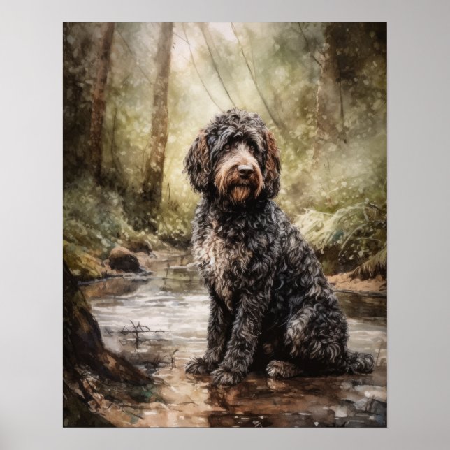 Spanish Water Dog Art Print Poster (Front)