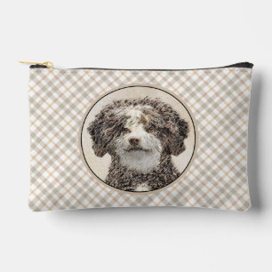 Spanish Water Dog Painting Brown Bicolor Dog Art Accessory Pouch