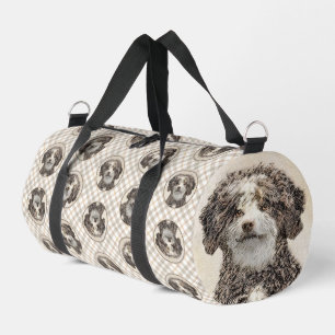 Spanish Water Dog Painting Brown Bicolor Dog Art Duffle Bag