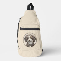 Spanish Water Dog Painting Brown Bicolor Dog Art