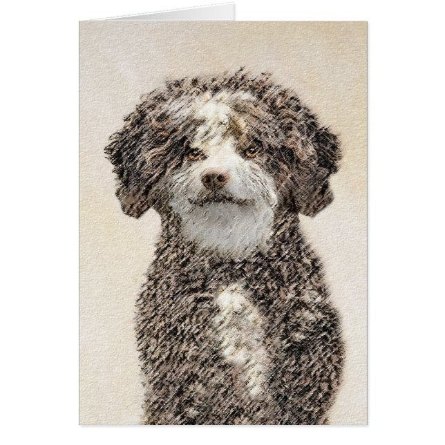 Spanish Water Dog Painting - Cute Original Dog Art (Front)