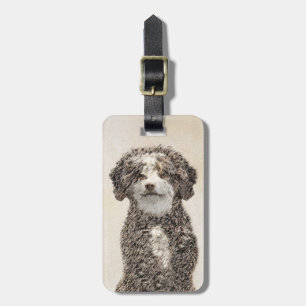 Spanish Water Dog Painting - Cute Original Dog Art Luggage Tag