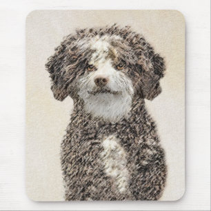 Spanish Water Dog Painting - Cute Original Dog Art Mouse Mat