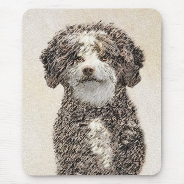 Spanish Water Dog Painting - Cute Original Dog Art Mouse Mat (Front)