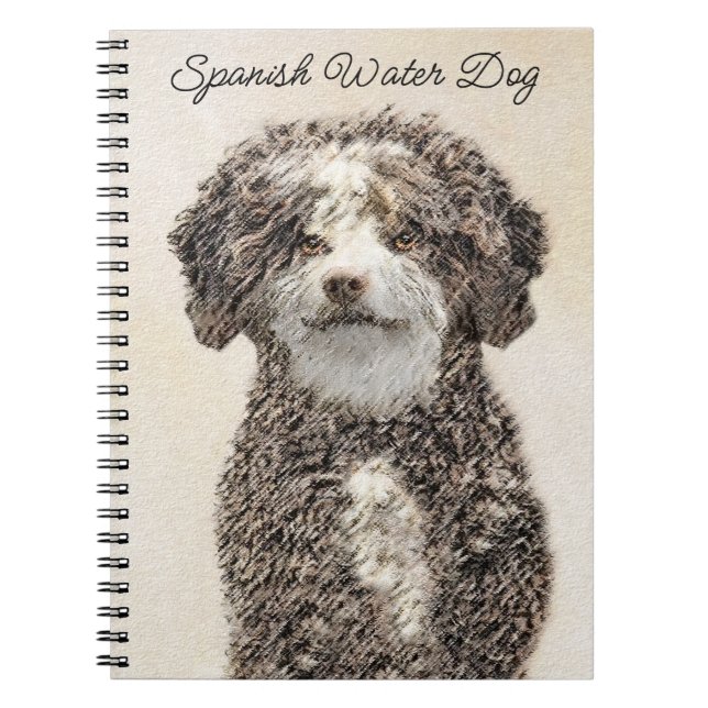 Spanish Water Dog Painting - Cute Original Dog Art Notebook (Front)