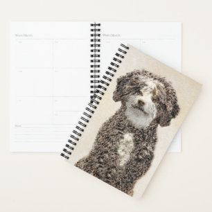 Spanish Water Dog Painting - Cute Original Dog Art Planner