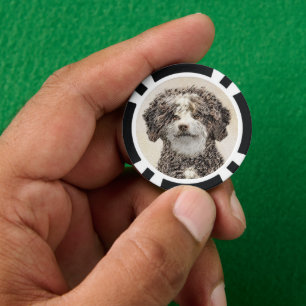 Spanish Water Dog Painting - Cute Original Dog Art Poker Chips