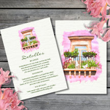 Spanish, Watercolor Town Balcony Mexican Wedding