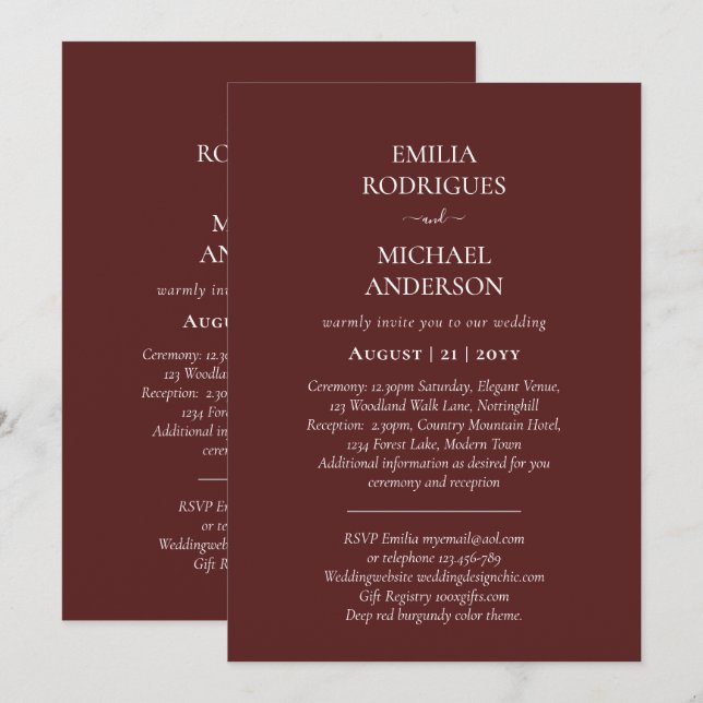 Spanish Wedding Invitation BILINGUAL Nuestra Boda (Front/Back)