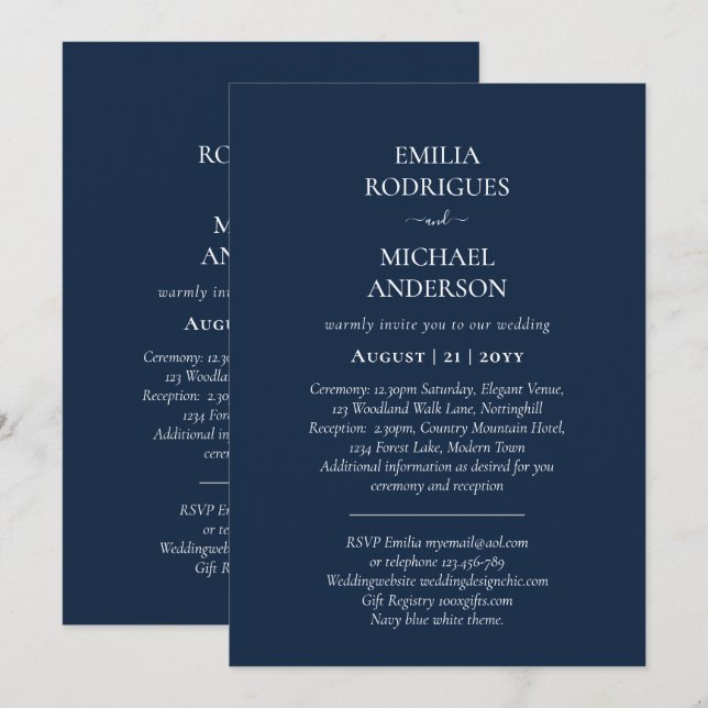Spanish Wedding Invitation BILINGUAL Nuestra Boda (Front/Back)