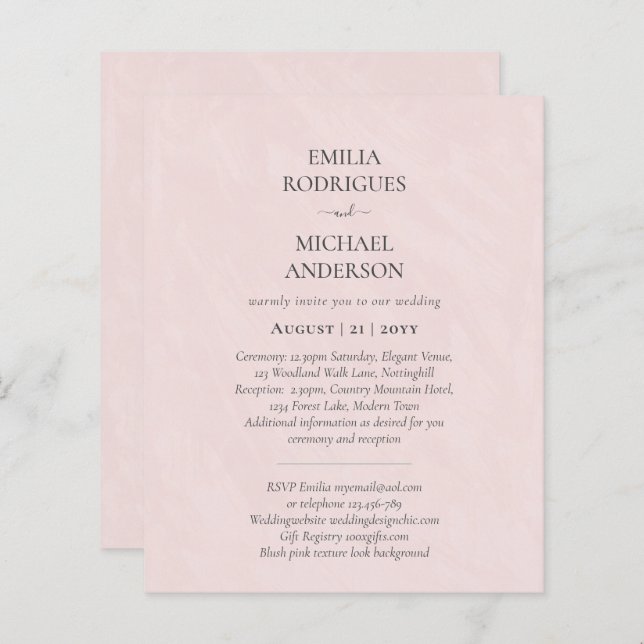 Spanish Wedding Invitation BILINGUAL Nuestra Boda (Front/Back)