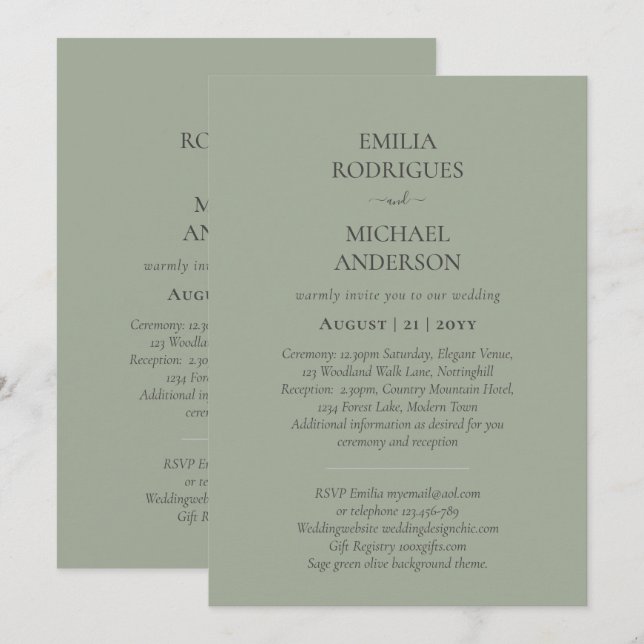 Spanish Wedding Invitation BILINGUAL Nuestra Boda (Front/Back)