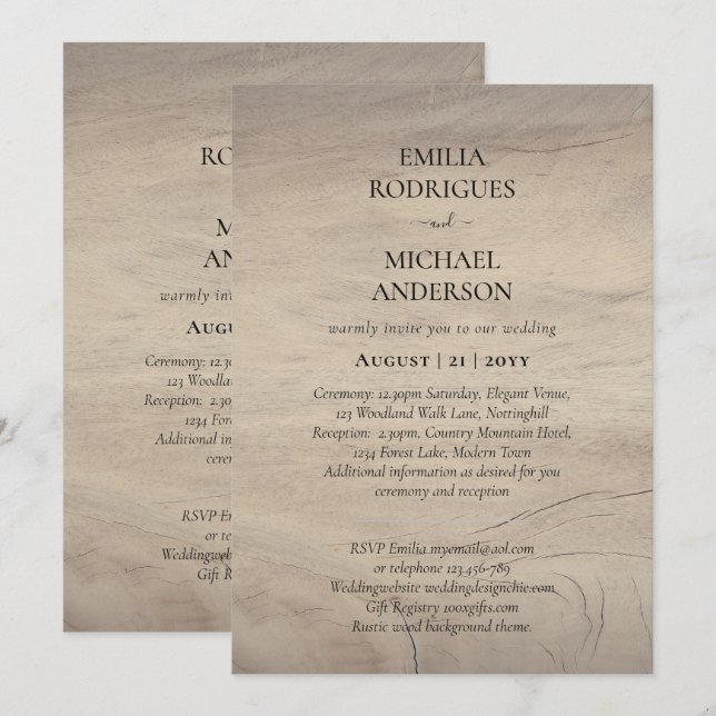 Spanish Wedding Invitation BILINGUAL Nuestra Boda (Front/Back)