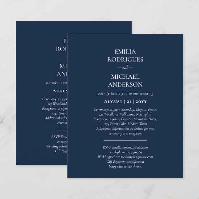 Spanish Wedding Invitation BILINGUAL Nuestra Boda (Front/Back)