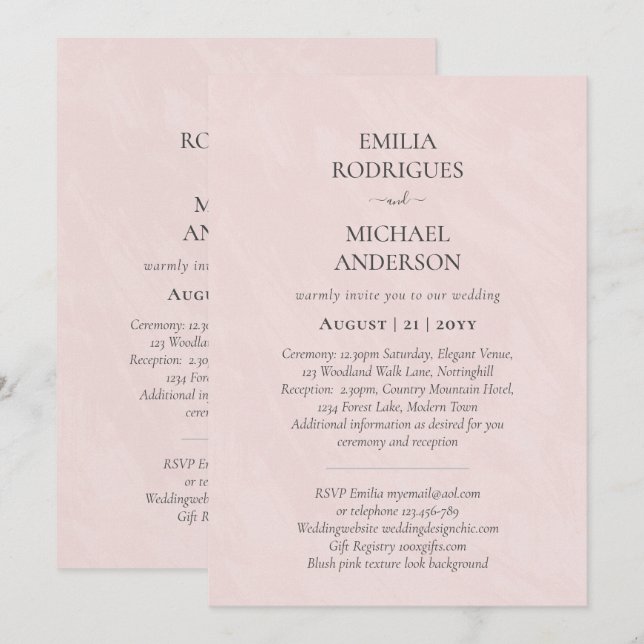 Spanish Wedding Invitation BILINGUAL Nuestra Boda (Front/Back)